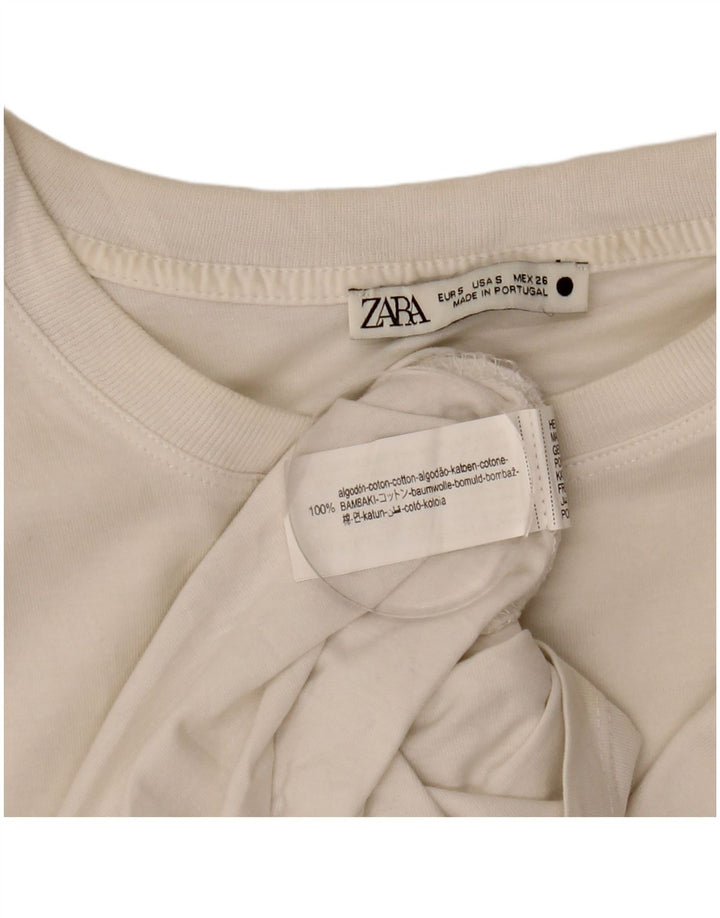 Zara Damen Weste Top UK 10 Small Weiße Baumwolle