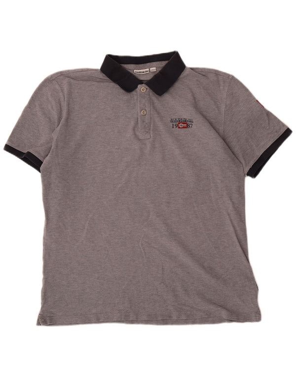 Napapijri Herren Poloshirt 2XL Grau Baumwolle