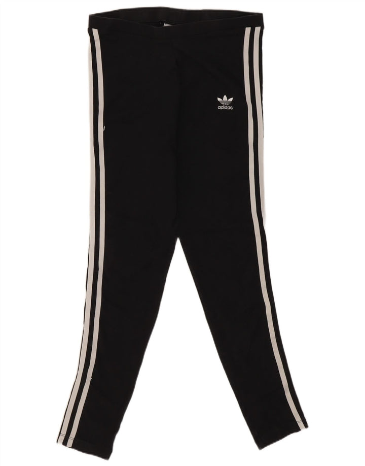 Adidas Damen Leggings UK10 Small Schwarz Baumwolle