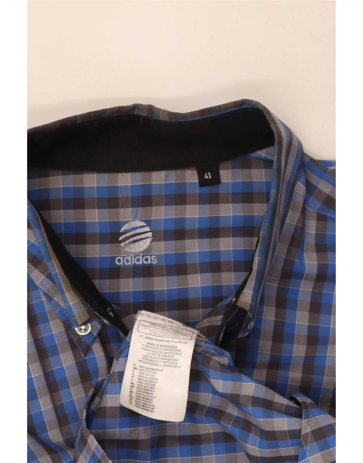 Adidas Herren-Hemd, Größe 41, mittelblau, kariert, Baumwolle
