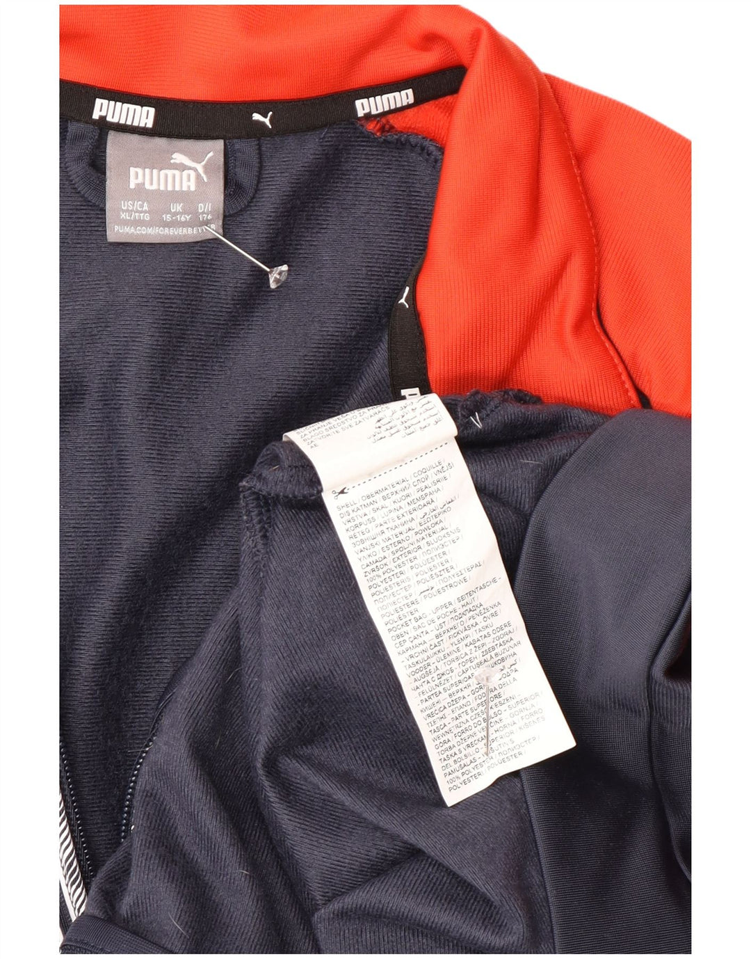Puma Jungen Grafik-Trainingsanzug-Top-Jacke, 15–16 Jahre, graues Farbblockdesign