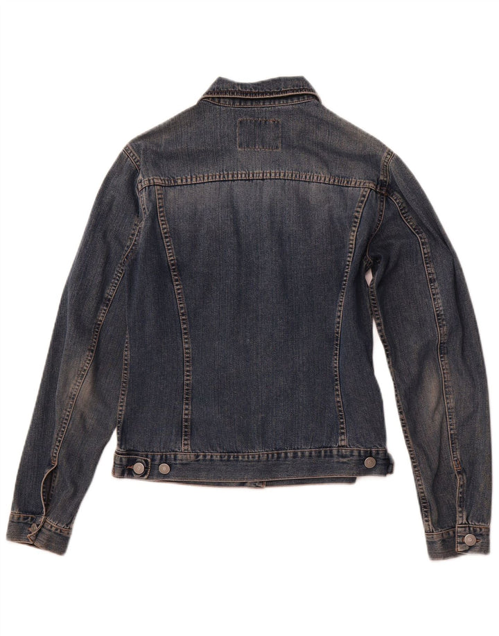 SISLEY Damen Jeansjacke UK 10 Small Marineblaue Baumwolle