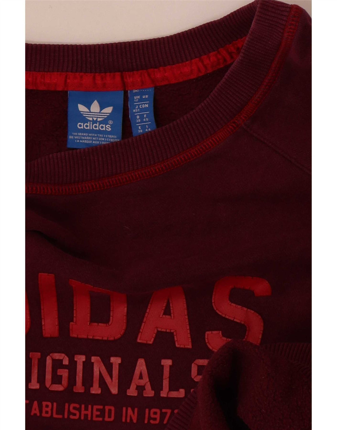 Adidas Damen Graphic Sweatshirt Pullover UK 12 Medium Burgund