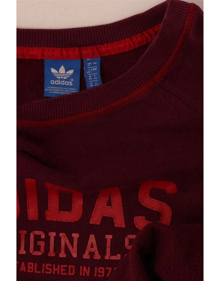 Adidas Damen Graphic Sweatshirt Pullover UK 12 Medium Burgund