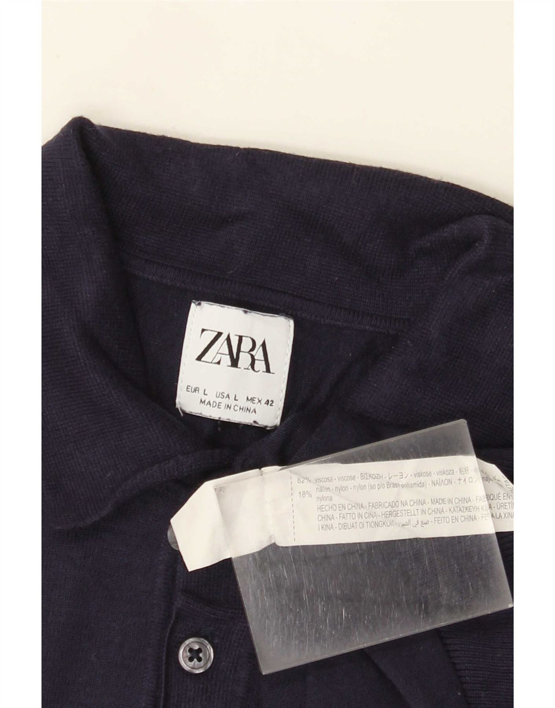 Zara Herren Poloshirt Große Marineblaue Viskose