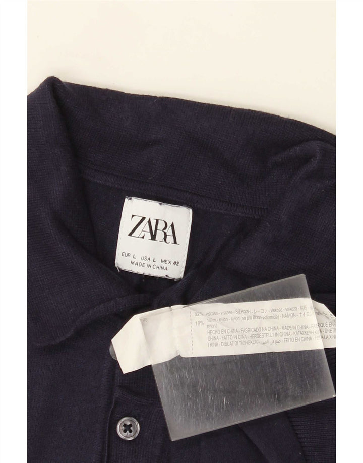 Zara Herren Poloshirt Große Marineblaue Viskose