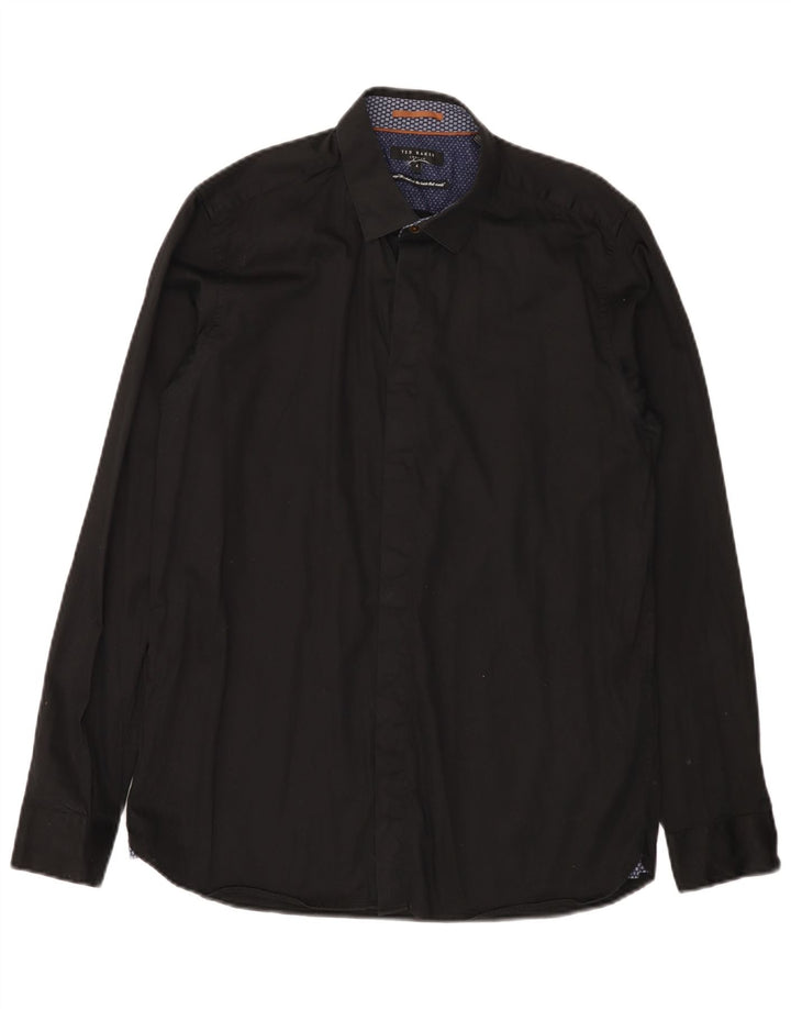 Ted Baker Herrenhemd, Größe 4, groß, schwarze Baumwolle