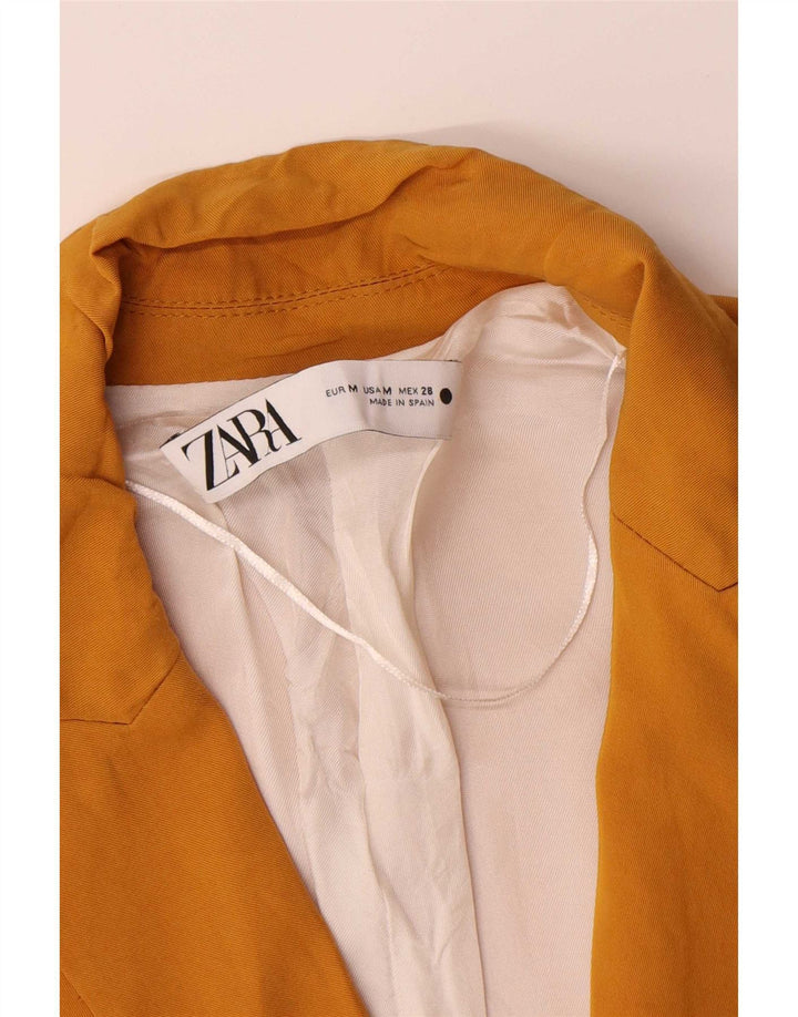 Zweireihiger Blazer für Damen von Zara, UK 14, mittelgelbe Viskose