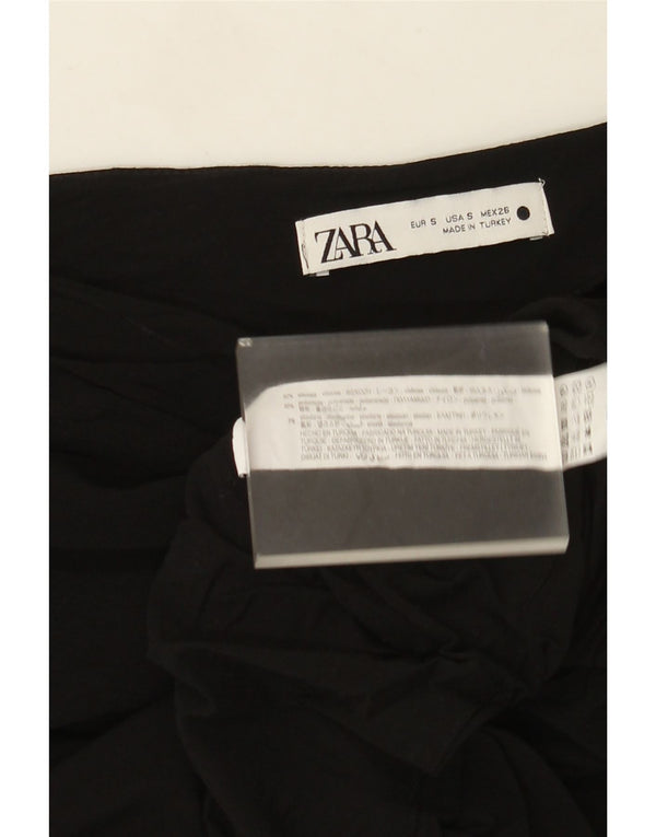 Zara Damen Crop One Shoulder Top UK 8 Small Schwarze Viskose