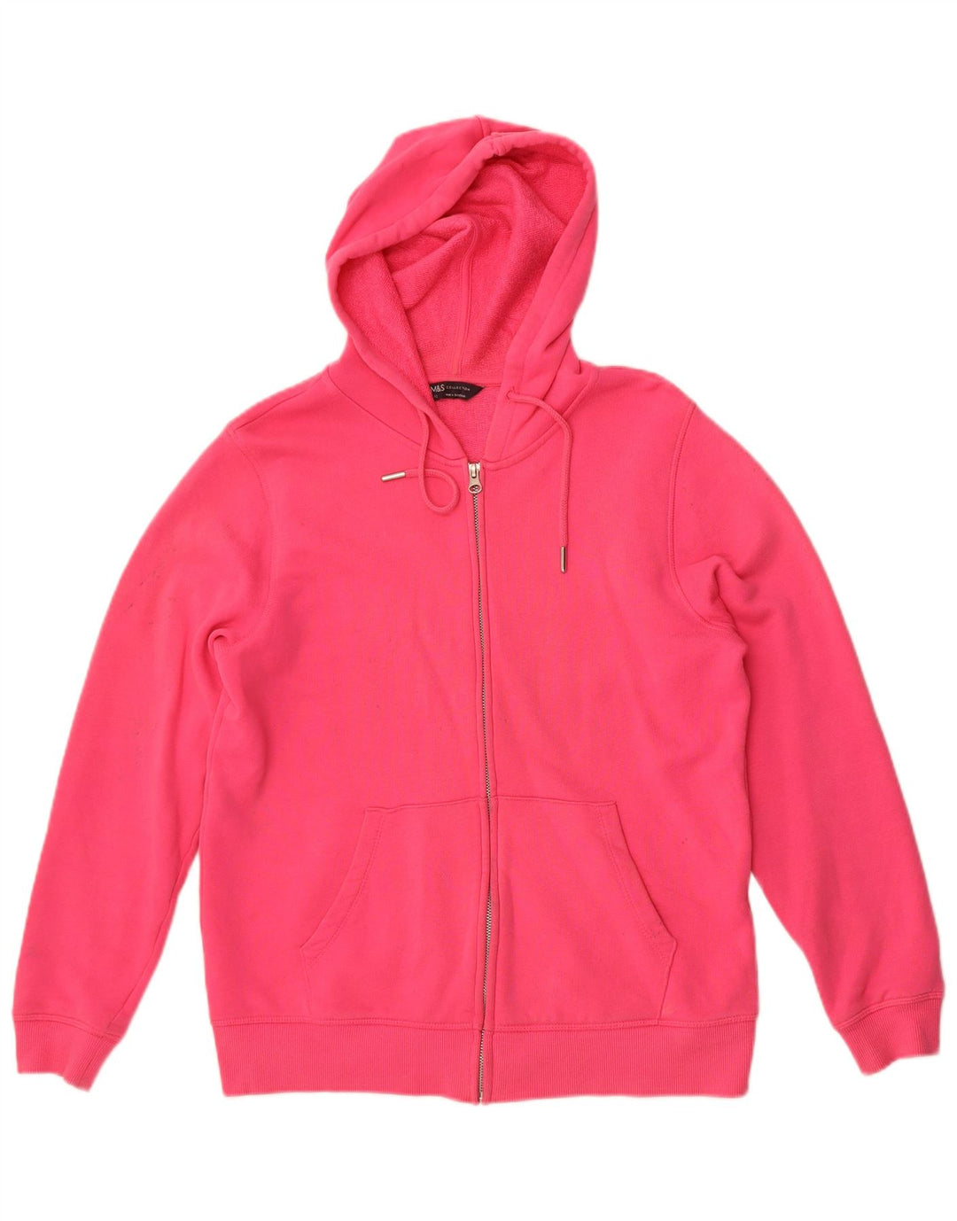 Marks & Spencer Damen-Kapuzenpullover mit Reißverschluss, UK 12, mittelrosa, Baumwolle