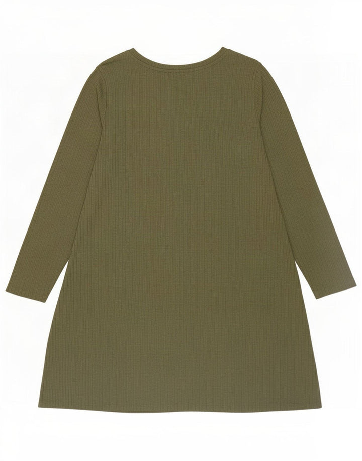 Marks & Spencer Damen-Etuikleid mit langen Ärmeln, UK 14, Größe L, Khaki, Polyester