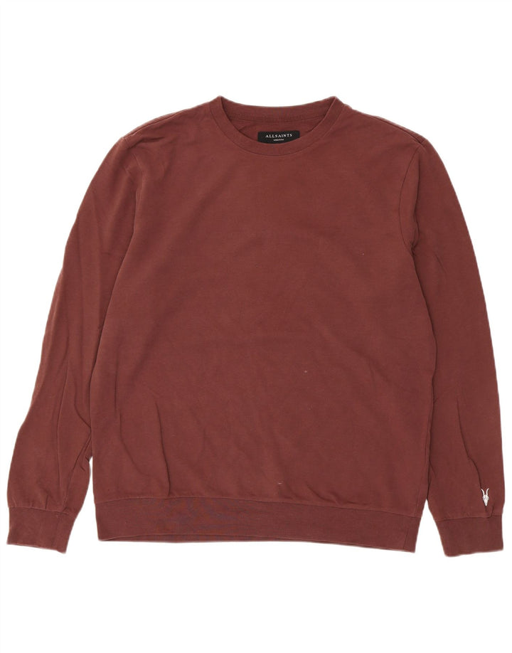 All Saints Herren-Sweatshirt-Pullover, mittlere kastanienbraune Baumwolle