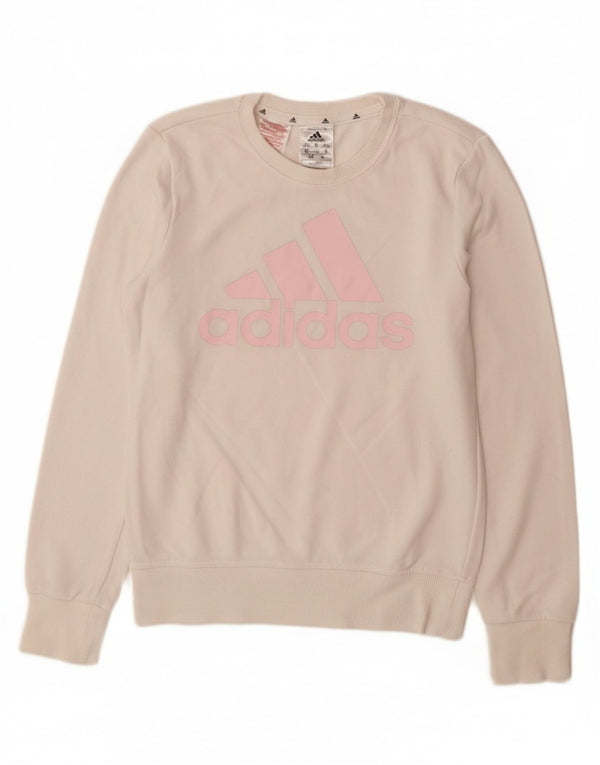 ADIDAS Mädchen-Sweatshirt mit Grafik, 11–12 Jahre, weiße Baumwolle