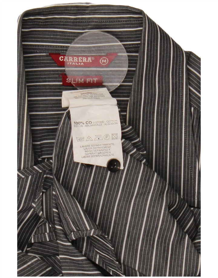 Carrera Herren-Slim-Fit-Hemd aus mittelgrauer, gestreifter Baumwolle