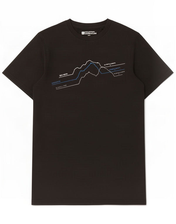 Mountain Warehouse Herren-T-Shirt mit Grafik, XS, schwarze Baumwolle