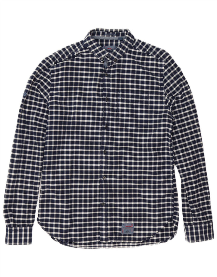 Superdry Herren-Hemd, groß, marineblau, kariert, Baumwolle