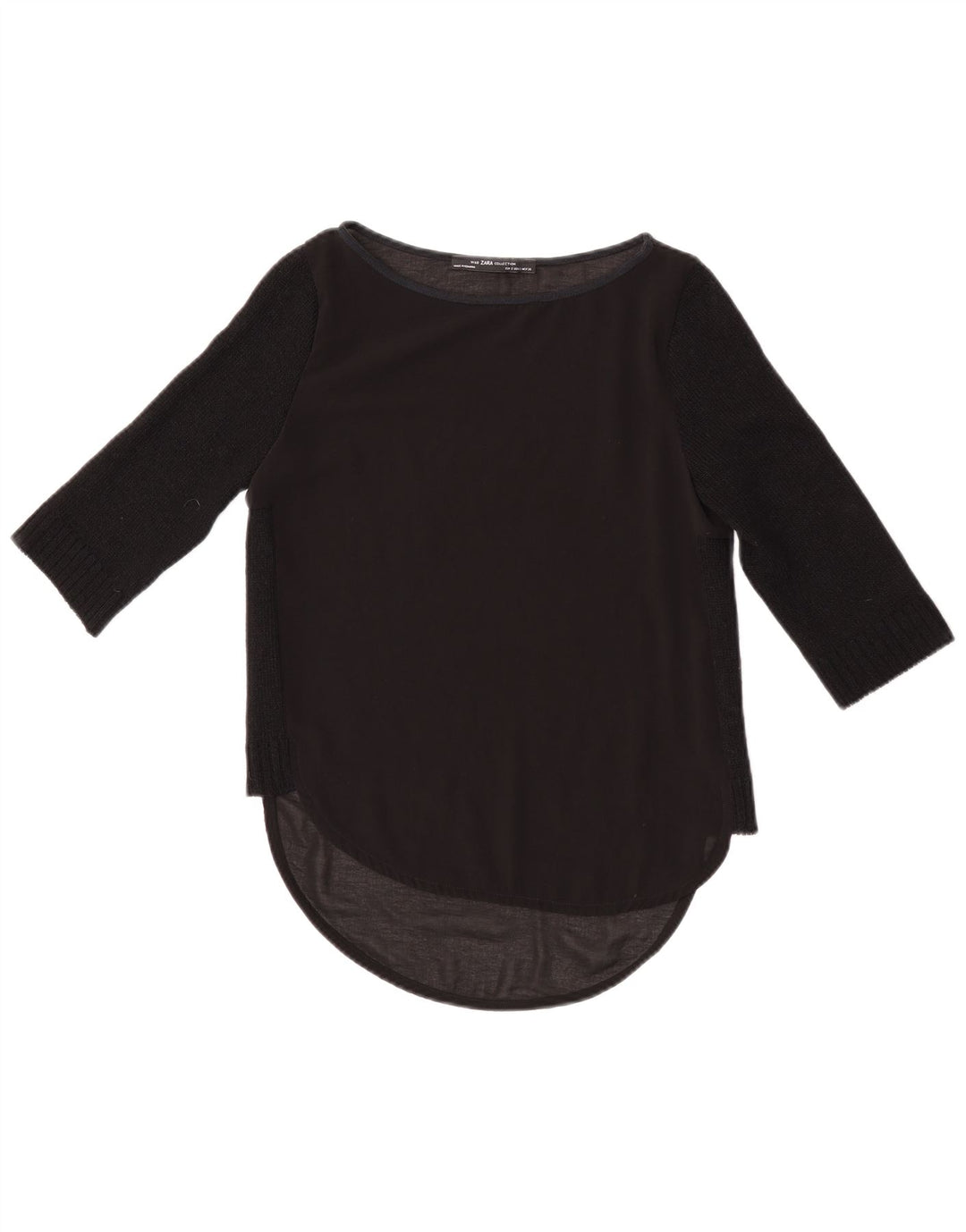 Zara Damen Top 3/4 Ärmel UK 10 Small Schwarz