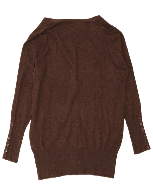 Zara Damen-Cardigan-Pullover UK 14 Large Braun Rayon