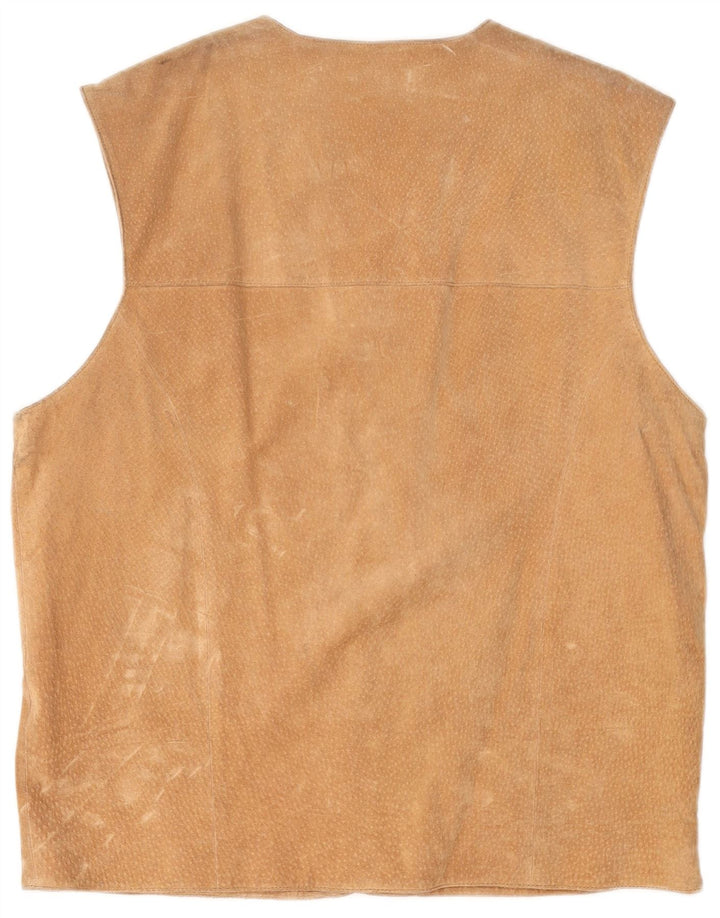 VINTAGE Herren Wildlederweste IT 56 3XL Beige Leder