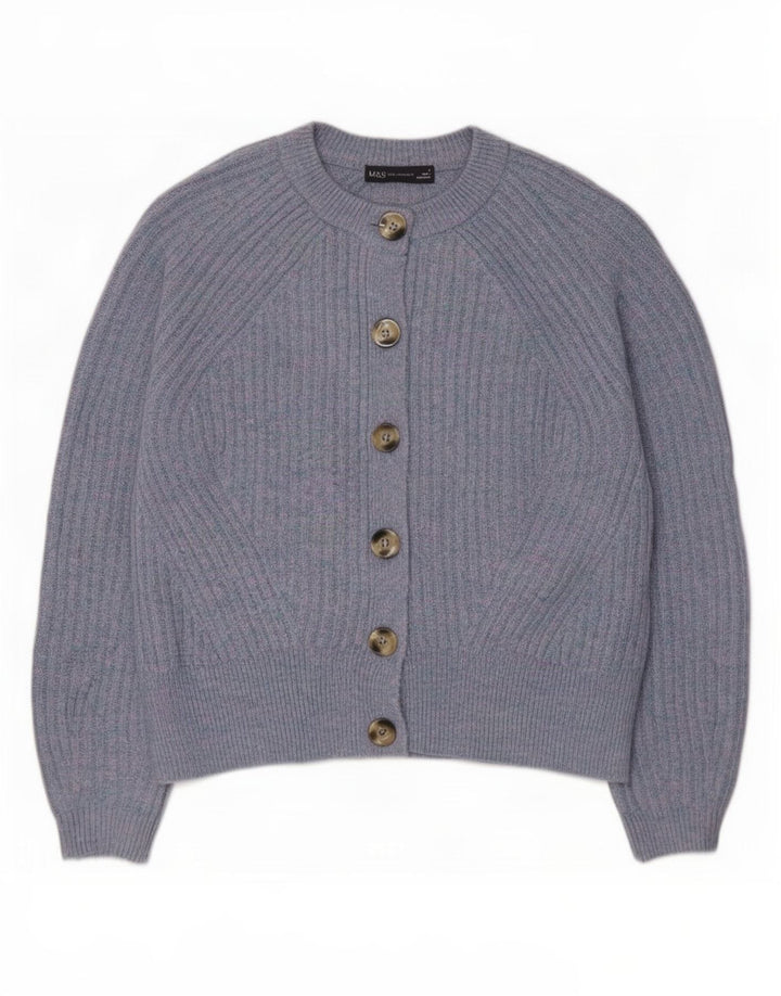 Marks & Spencer Damen Strickjacke Pullover UK 14 Mittelblaues Acryl