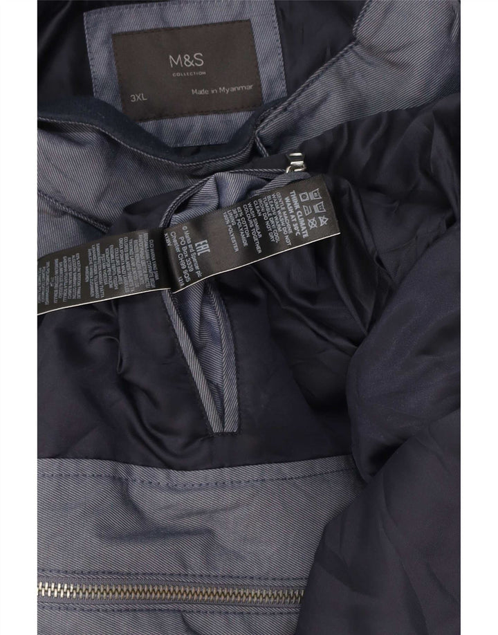 Marks & Spencer Herren Bomberjacke UK 46 3XL Blaue Colourblock-Baumwolle