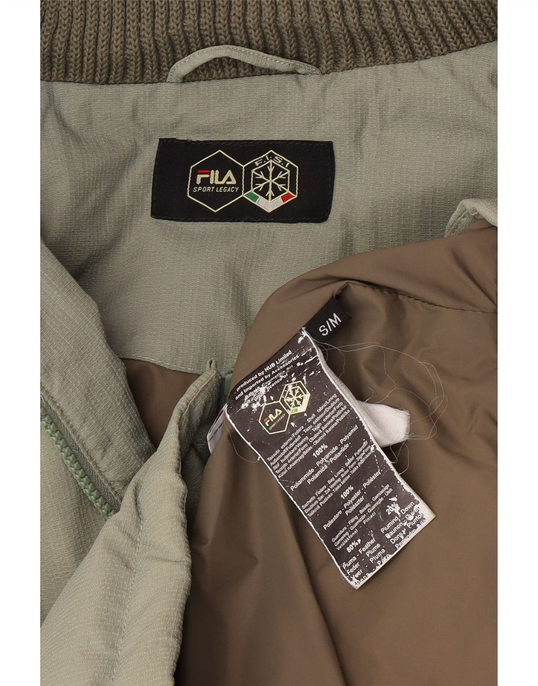 Fila Herren-Jacke mit Kapuze, gepolstert, UK 38, mittelgrün, Polyamid