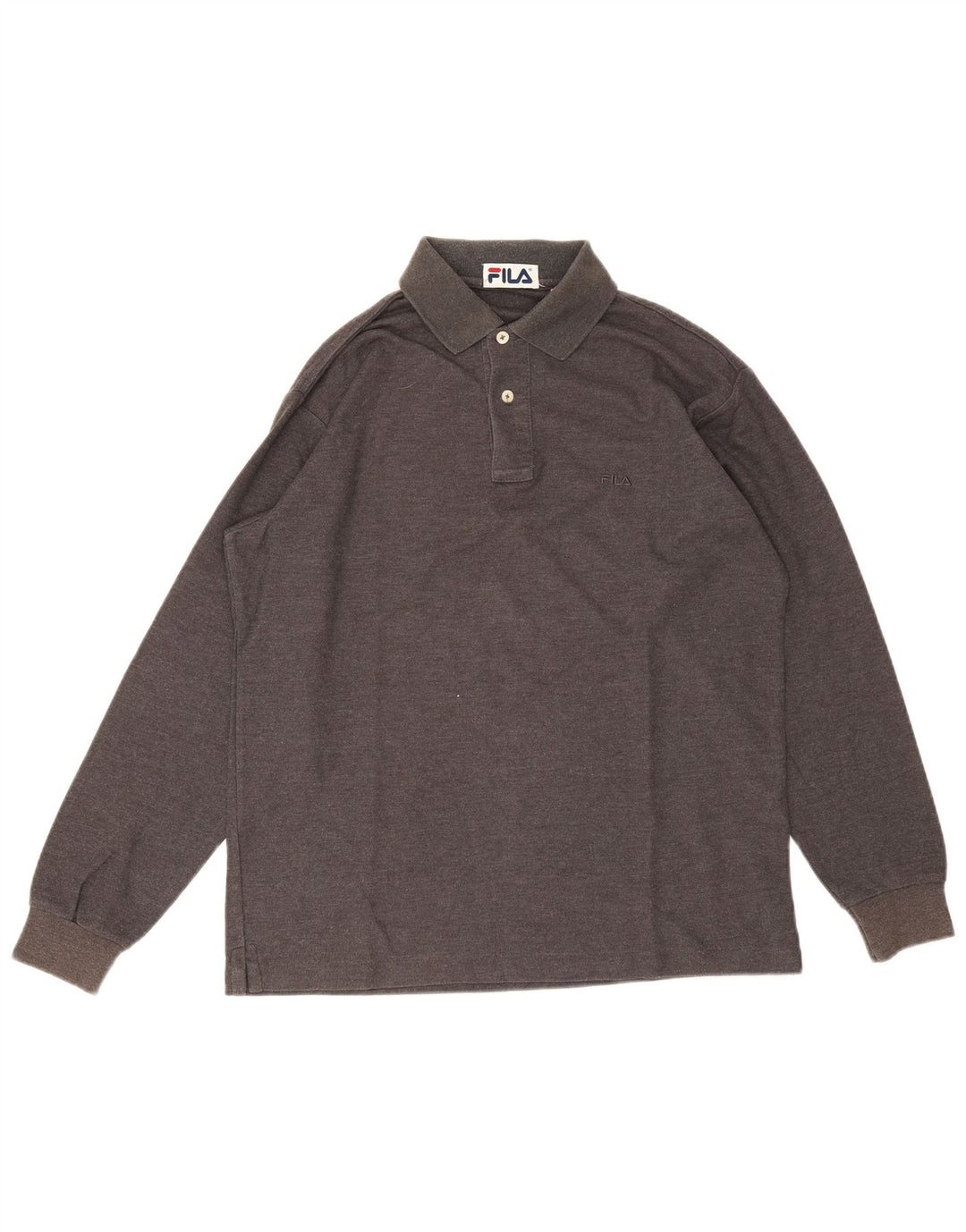 Fila Herren Langarm-Poloshirt, kleine graue Baumwolle
