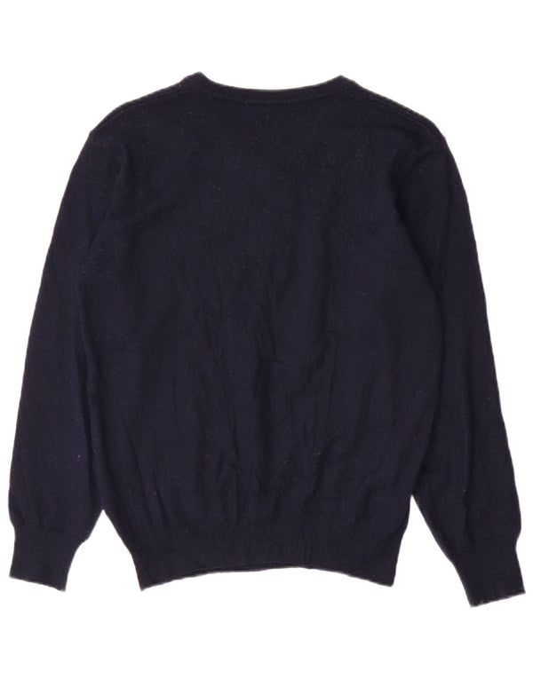 Vintage Damen V-Ausschnitt Pullover Pullover UK 14 Medium Navy Blue Argyle/Diamant