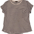 Massimo Dutti Damen T-Shirt Top UK 14 Medium Weiß gestreift