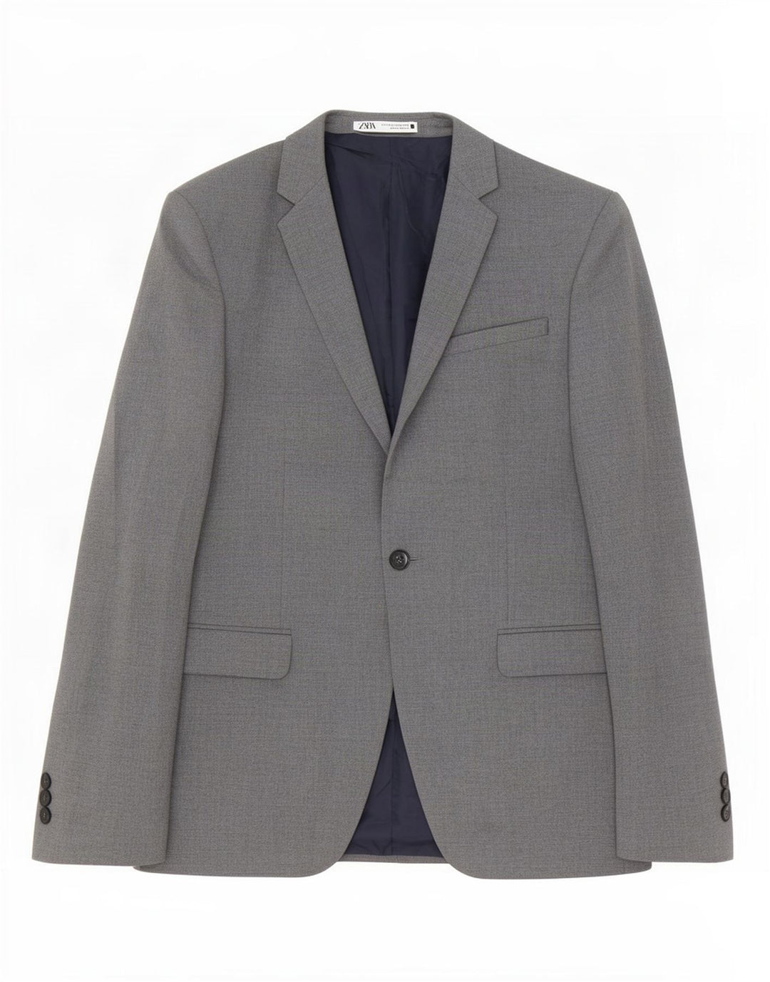 Zara Herren 1-Knopf-Blazerjacke EU 44 XS Graues Polyester