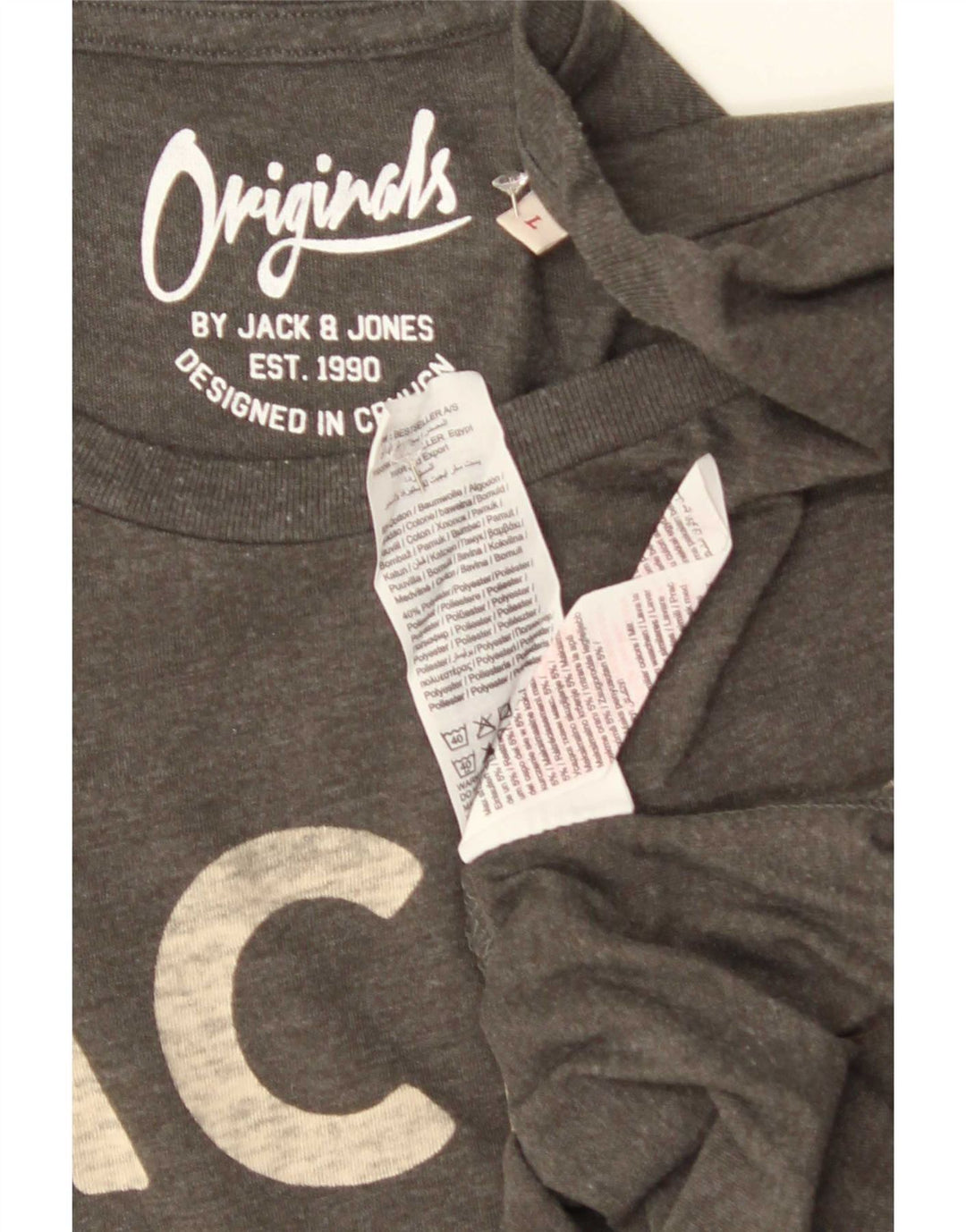 Jack & Jones Herren-T-Shirt mit Grafik, Größe L, Grau, Baumwolle