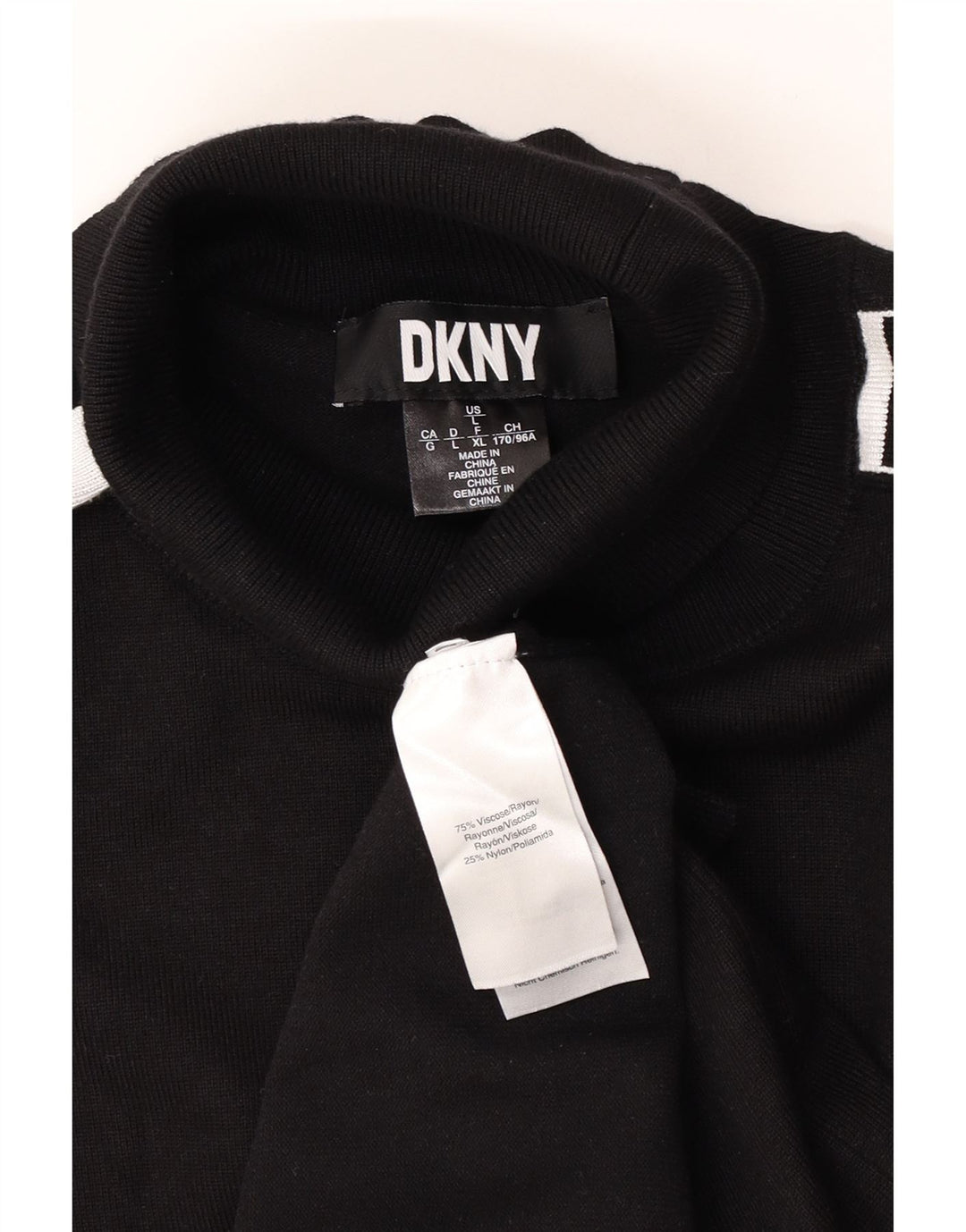 Dkny Herren-Pullover mit grafischem Rollkragen, groß, schwarze Farbblock-Viskose