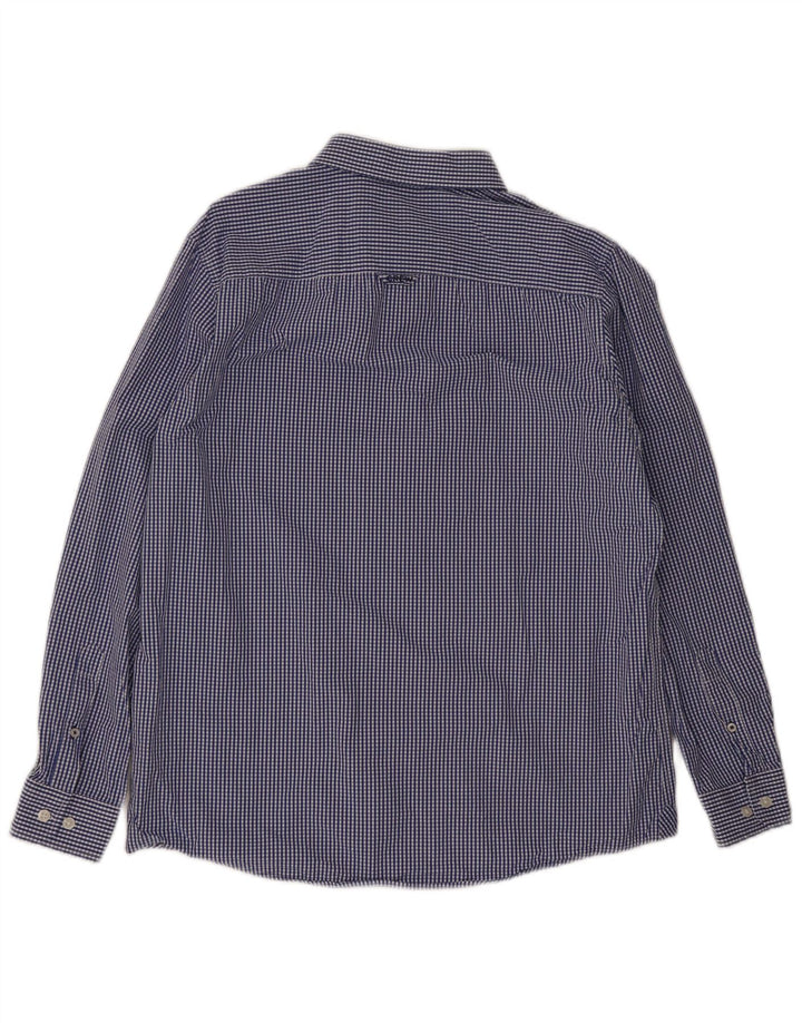 Crew Clothing Herren-Hemd mit klassischer Passform, groß, blaues Gingham-Baumwolle