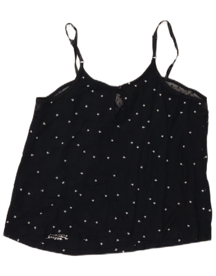 Superdry Womens Abstract Pattern Crop Cami Top UK 12 Medium Marineblau