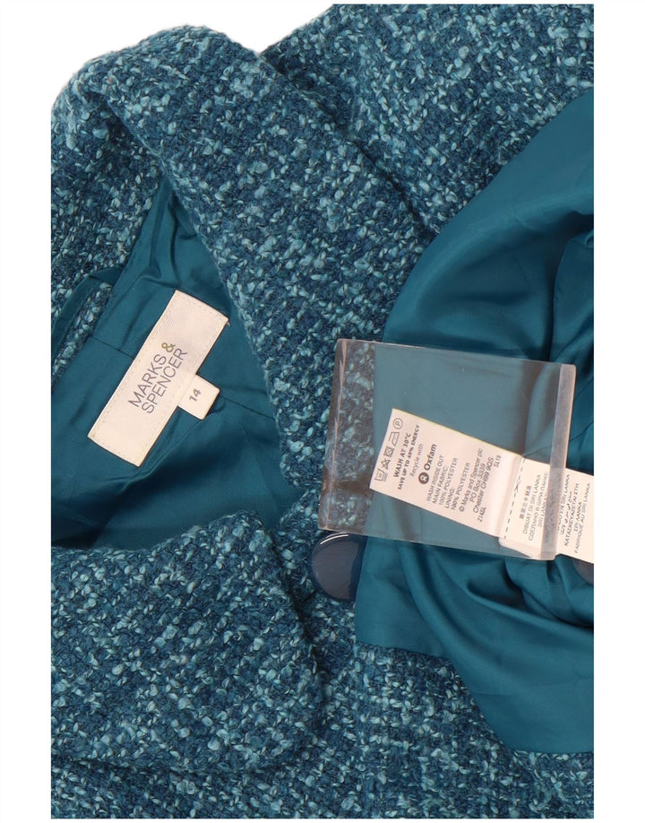 Marks & Spencer Damen-Blazerjacke mit 4 Knöpfen, UK 14, Mittelblau, Polyester