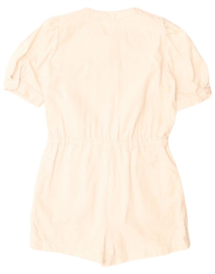 Zara Damen Playsuit UK 10 Small Weiße Baumwolle