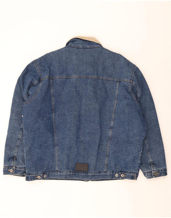 Vintage Herren Sherpa Jeansjacke UK 44 2XL Blaue Baumwolle