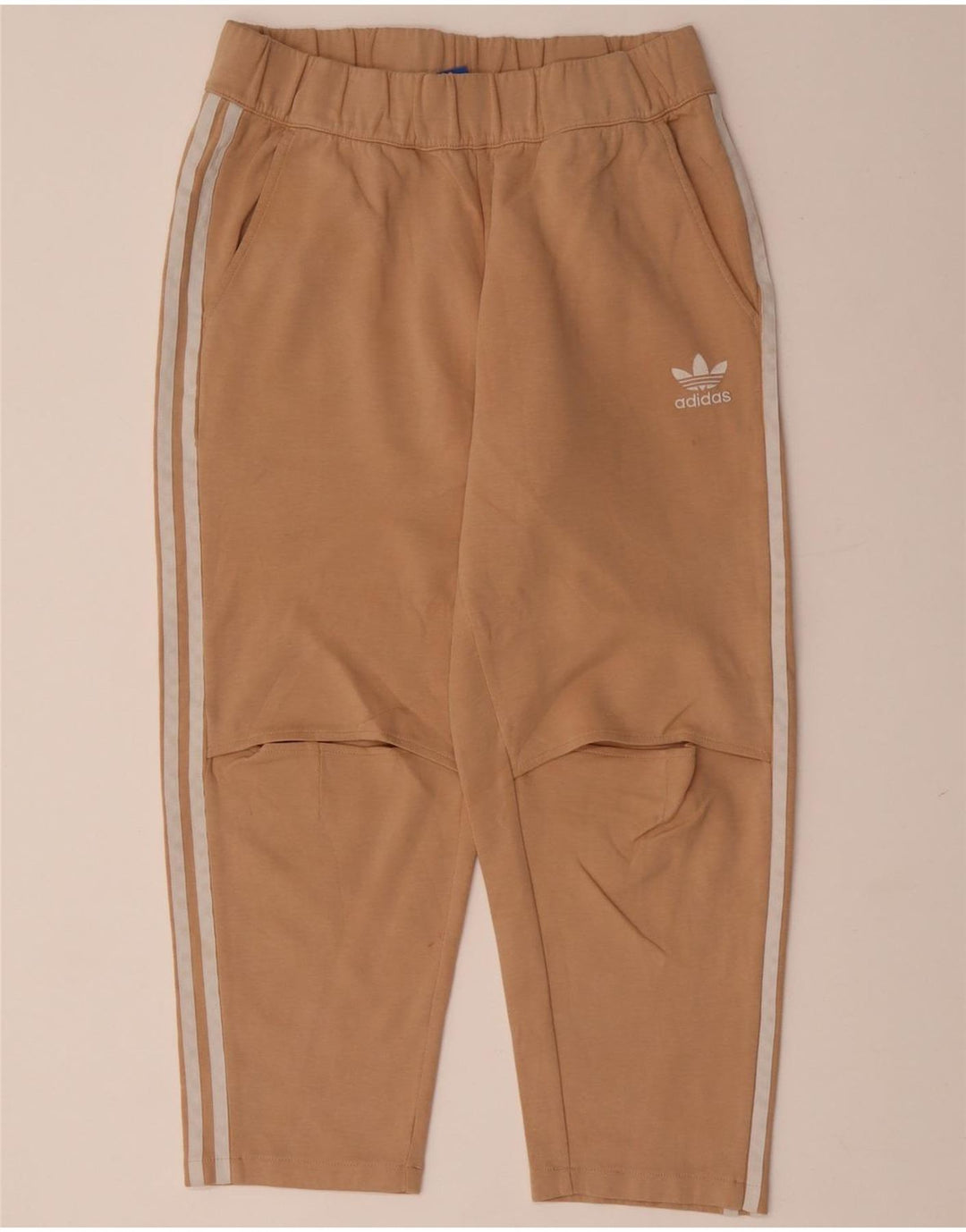 ADIDAS Capri-Trainingshose für Damen, UK 10, Größe S, Beige, Baumwolle