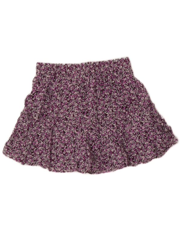 ZARA Damen-Mini-Stufenrock, Größe S, Größe S, mehrfarbig, Viskose mit Blumenmuster