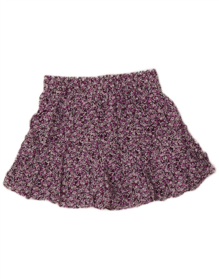 ZARA Damen-Mini-Stufenrock, Größe S, Größe S, mehrfarbig, Viskose mit Blumenmuster