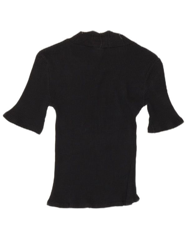 Zara Damen Crop T-Shirt Top UK 10 Small Schwarz