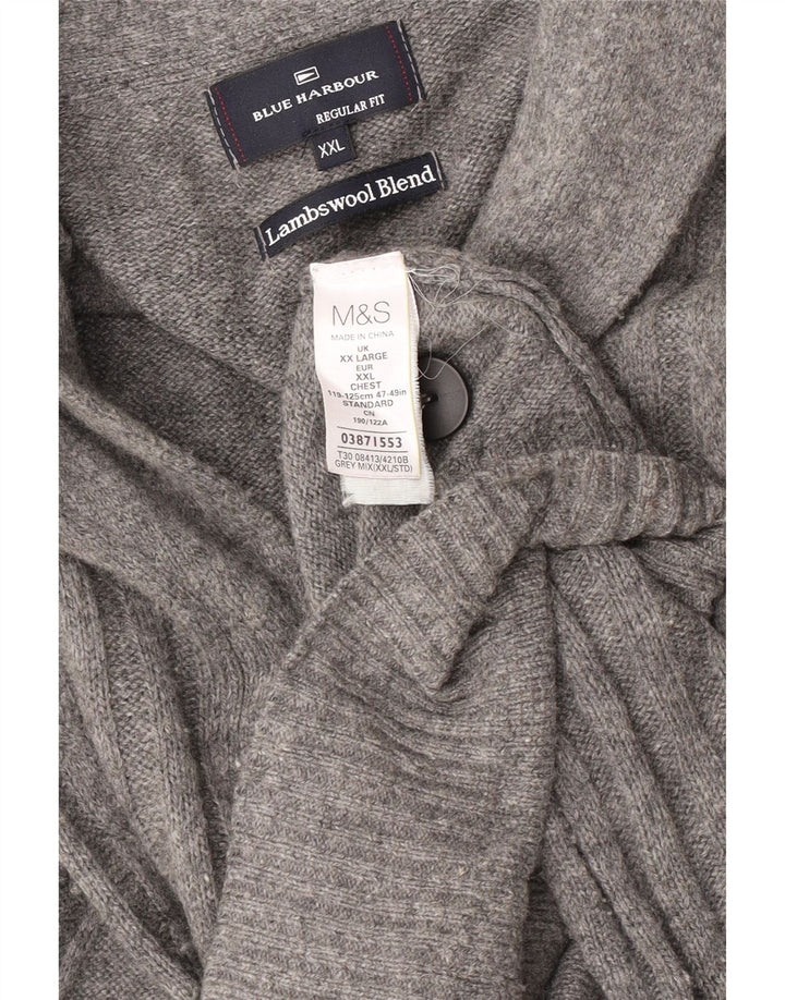 Marks & Spencer Herren Blue Harbor Cardigan Pullover 2XL Grau meliert