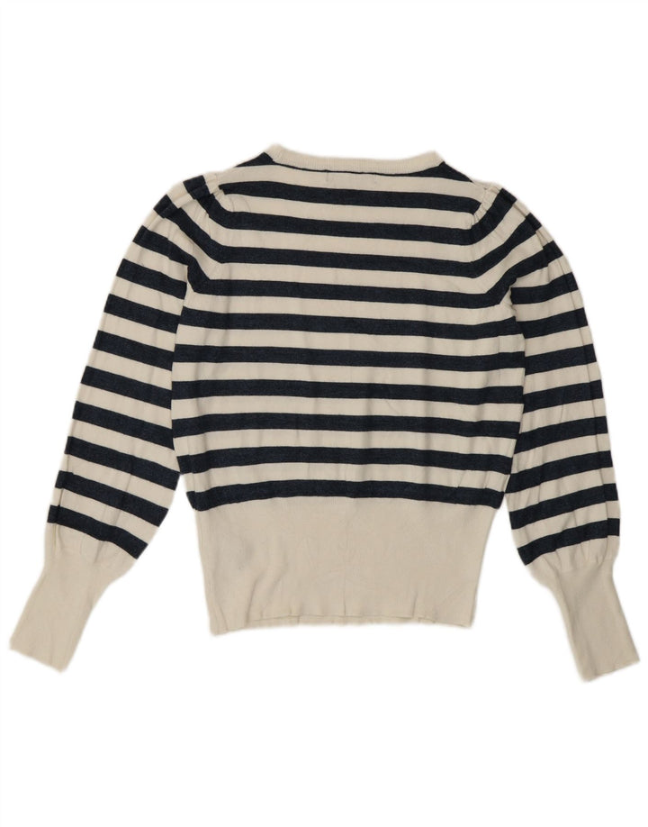 Marks & Spencer Damen-Pullover mit Rundhalsausschnitt, Gr. 8, Größe S, Weiß, nautisch