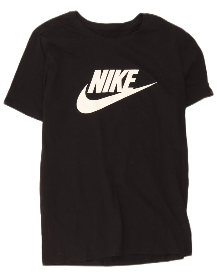 Nike Womens Graphic T-Shirt Top UK 12 Mittelschwarze Baumwolle
