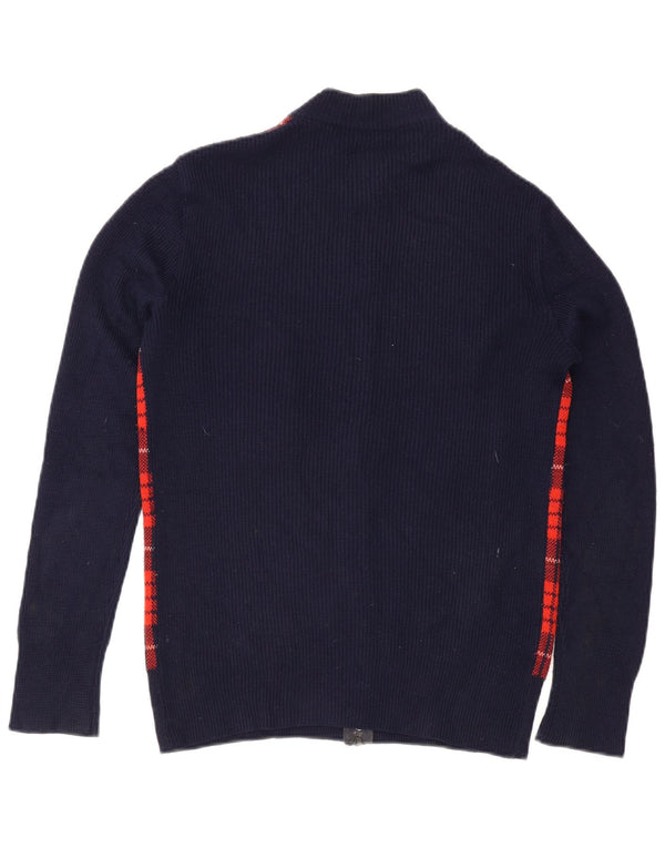 Vintage Herren Cardigan Pullover IT 54 XL Marineblau kariert