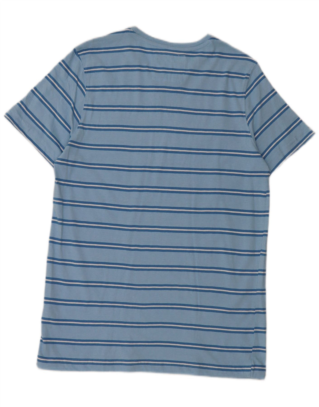 CREW CLOTHING Herren-T-Shirt-Oberteil aus mittelblauer, gestreifter Baumwolle