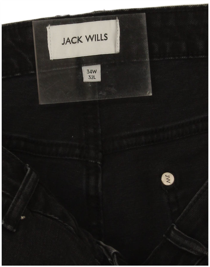 Jack Wills Slim-Jeans für Herren, W34, L29, schwarze Baumwolle