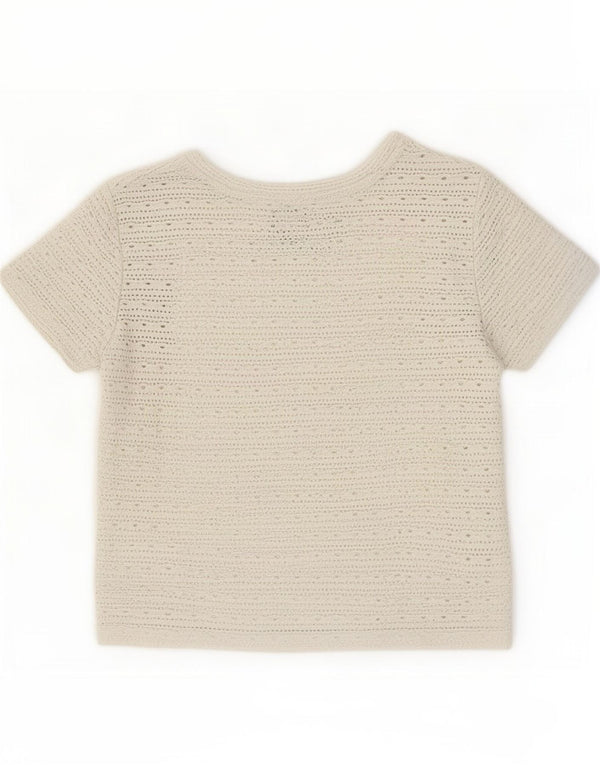 Zara Damen Crop T-Shirt Top UK 10 Small Grau Polyester