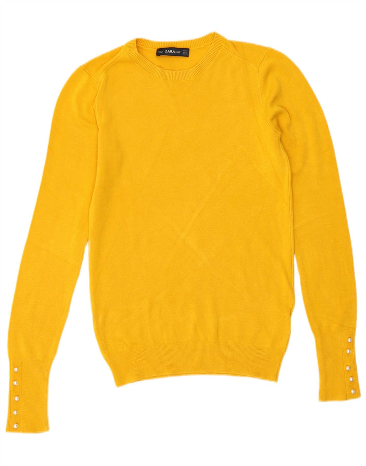 Zara Damen-Pullover mit Rundhalsausschnitt, Gr. 10, klein, Gelb