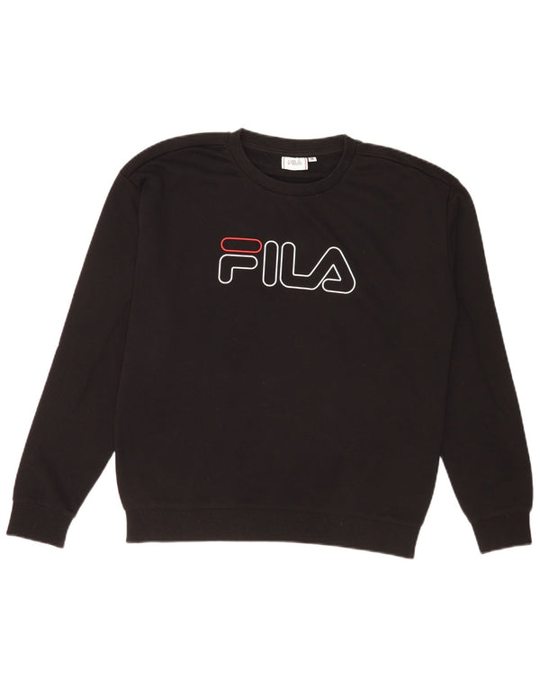 Fila Damen Grafik-Sweatshirt-Pullover UK 10/12 Mittelschwarze Baumwolle